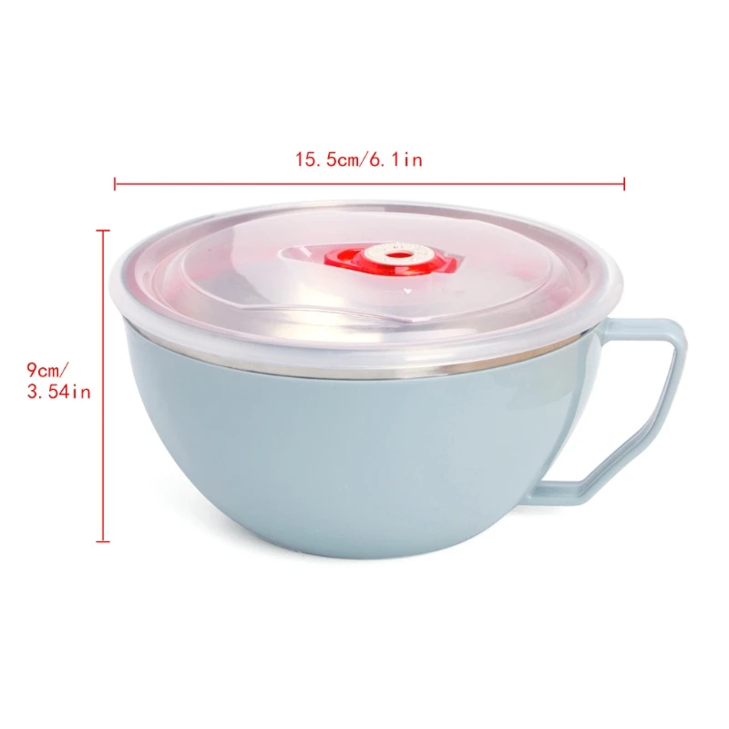 

Stainless Steel Noodle Bowl with Handle Food Container Rice Bowl Soup Bowl