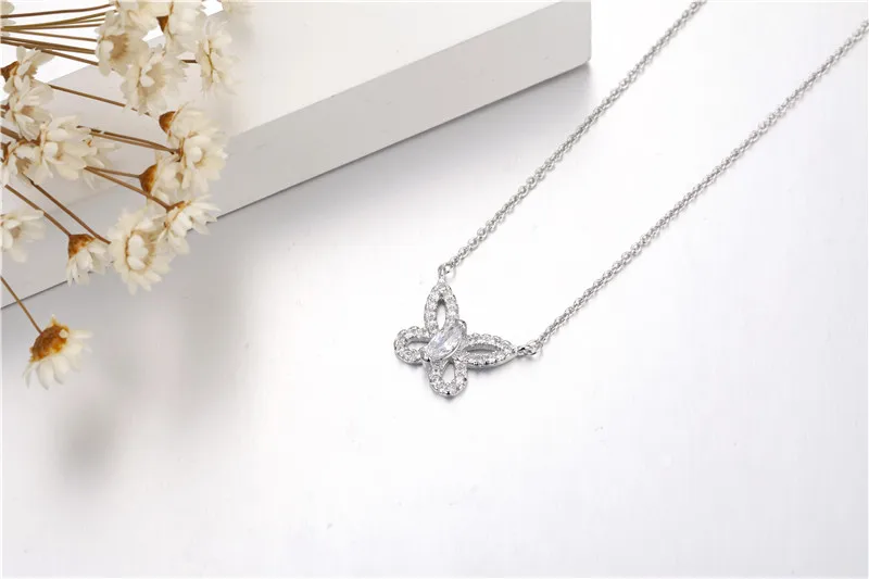 Цепочка с подвеской-бабочкой 2 карата из серебра 925 пробы | Украшения и аксессуары