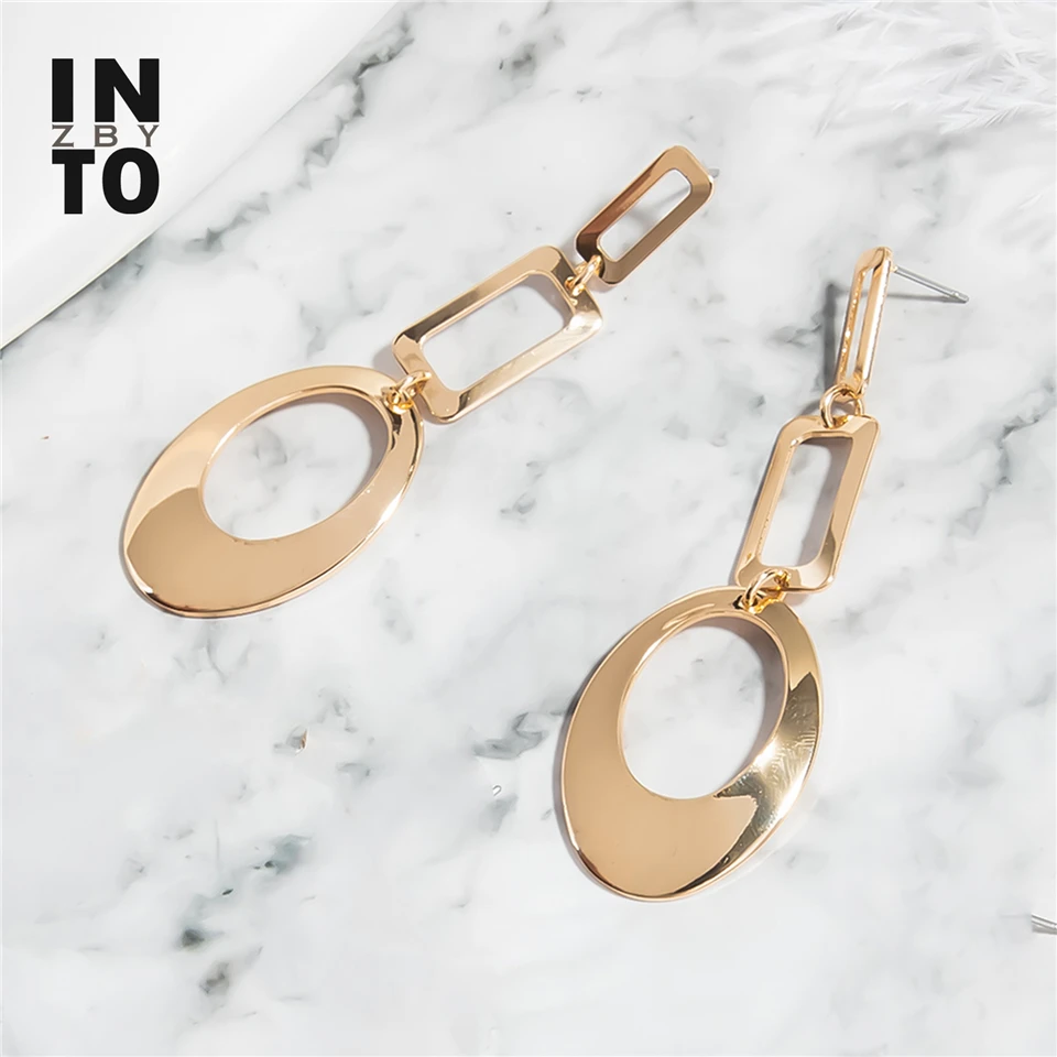 Женские длинные серьги подвески Into zby модные геометрические круглые