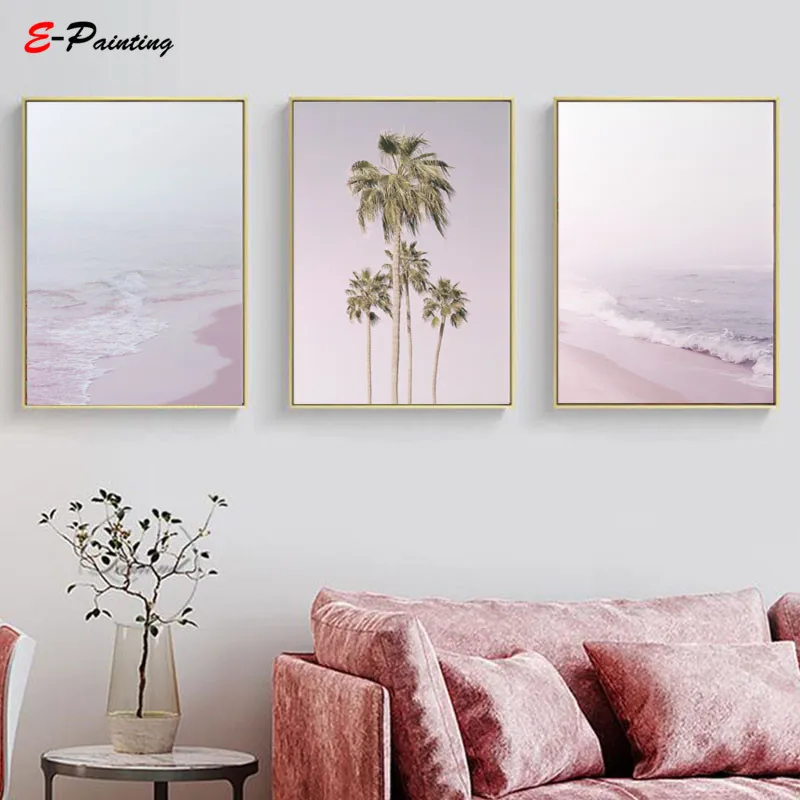 Настенная картина Современная живопись на холсте Pastel розовые пляжные принты