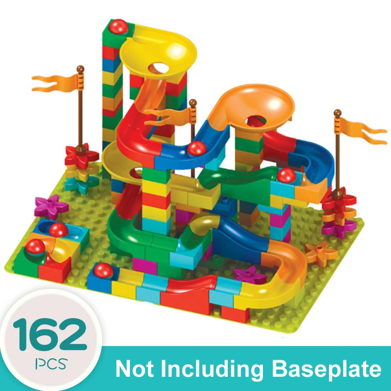 162pcs no baseplate Большой размер мраморный гоночный лабиринт, Шариковая дорожка строительные блоки DIY сборка воронки слайд Кирпичи игрушки для детей Подарки - Цвет: 162pcs no baseplate
