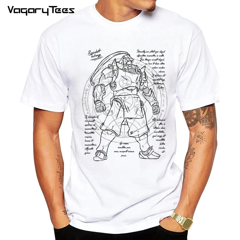 Fullmetal Alchemist японский аниме Sumi Camiseta рукопись футболка с принтом модные топы