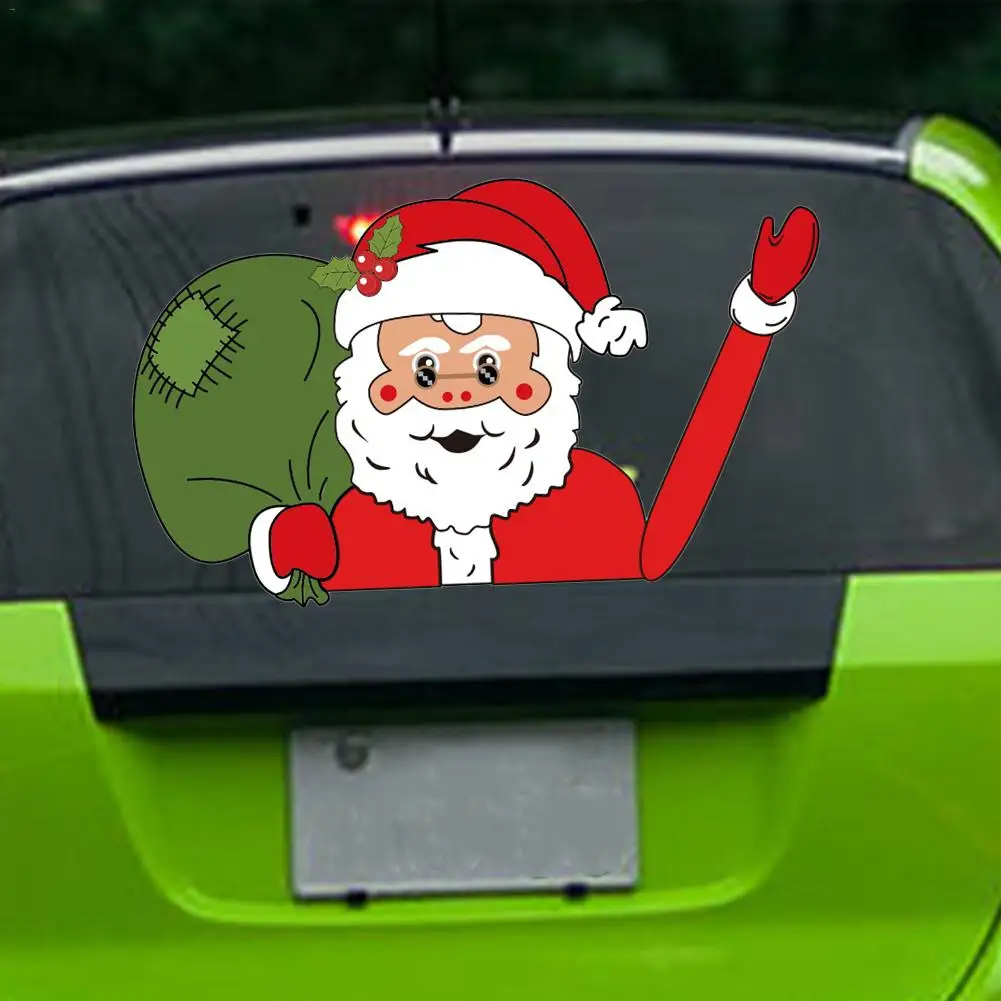 Рождественская Автомобильная наклейка Санта автомобиль задний стикер для