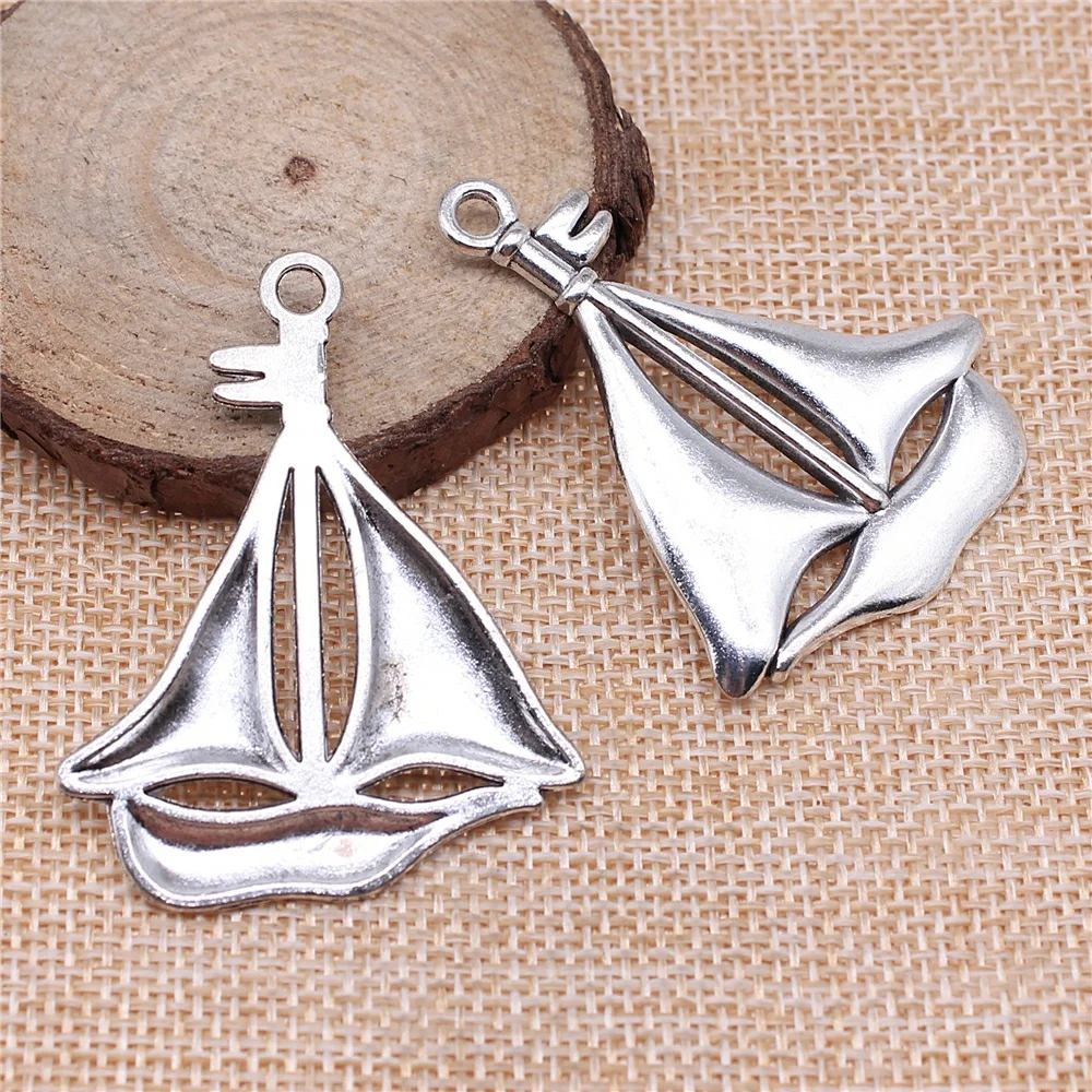 

free shipping 8pcs 49x39mm antique silver Galleon charms diy retro jewelry fit Earring keychain hair card pendant accessories