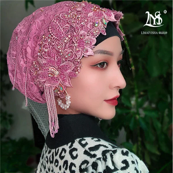 Роскошный свадебный мусульманский шарф женские бисероплетенные кисточки хиджаб