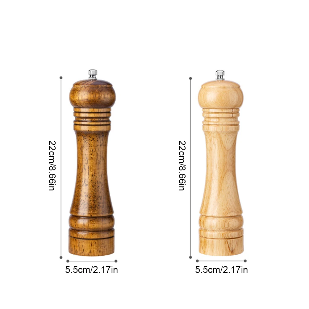 

2pcs Wood Pepper Abrader Grinder Salt Pepper Shaker Fine Coarse Adjustable Mills Solid Rotor Kitchenware Abrader Accessories Too