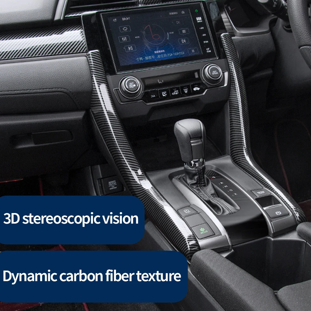 

ABS Car Interior Carbon Fiber Central Control Decorative Stickers Modified Accessories Supplies for Honda Civic 10th 2016-2020