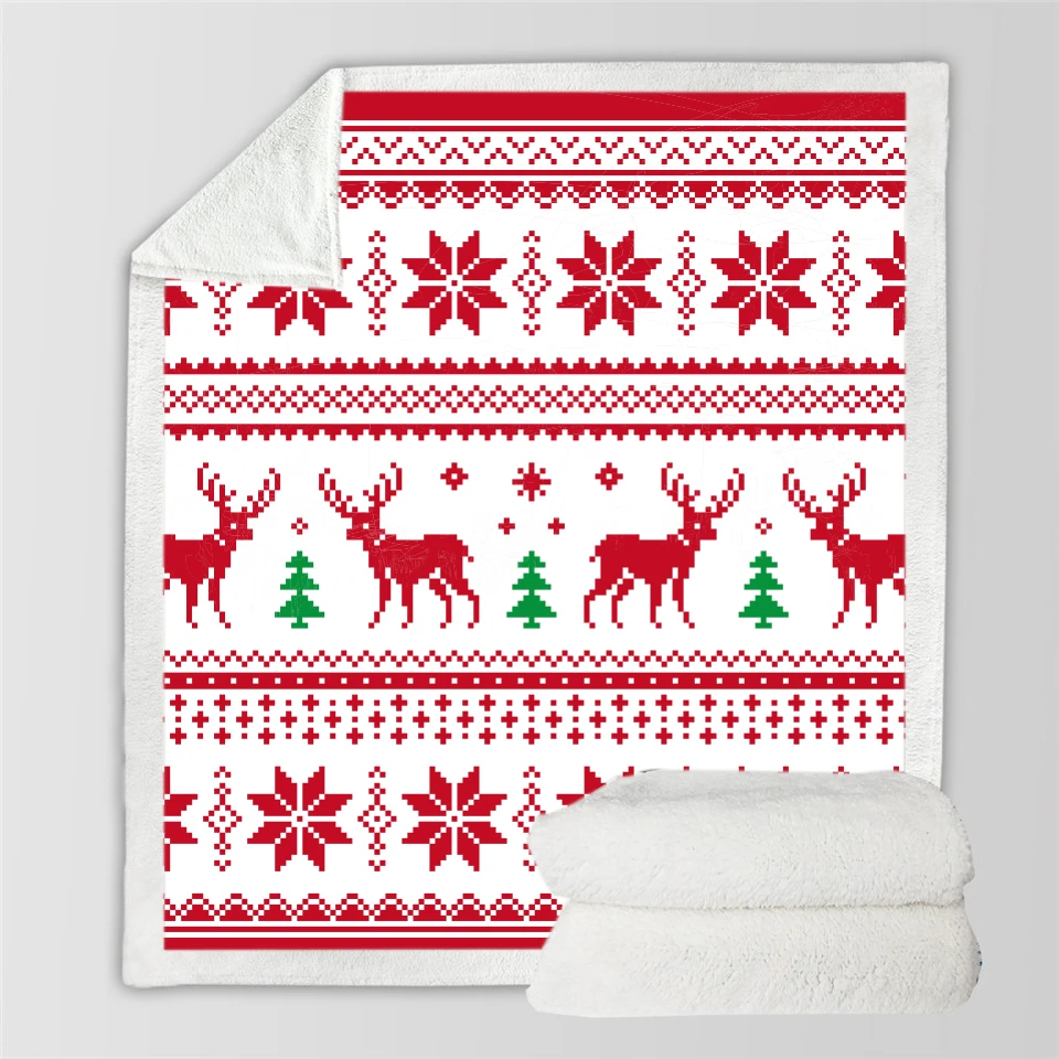 Праздничное рождественское одеяло с принтом мягкое удобное флисовое покрывало