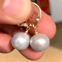 natural gray baroque pearl earrings dangle 18k gold party christmas women new year fashion ms gift jewelry fools day