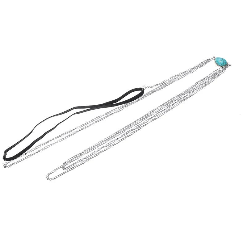 Шикарная многослойная цепочка для ног Пляжная с каплевидными камнями