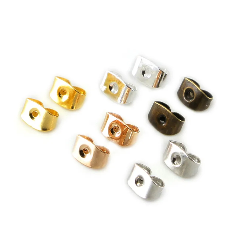 

200pcs Gold Silver Tone Iron Earrings Back Rose Butterfly Ear Nuts Stopper Fit DIY Jewelry Making Supplies