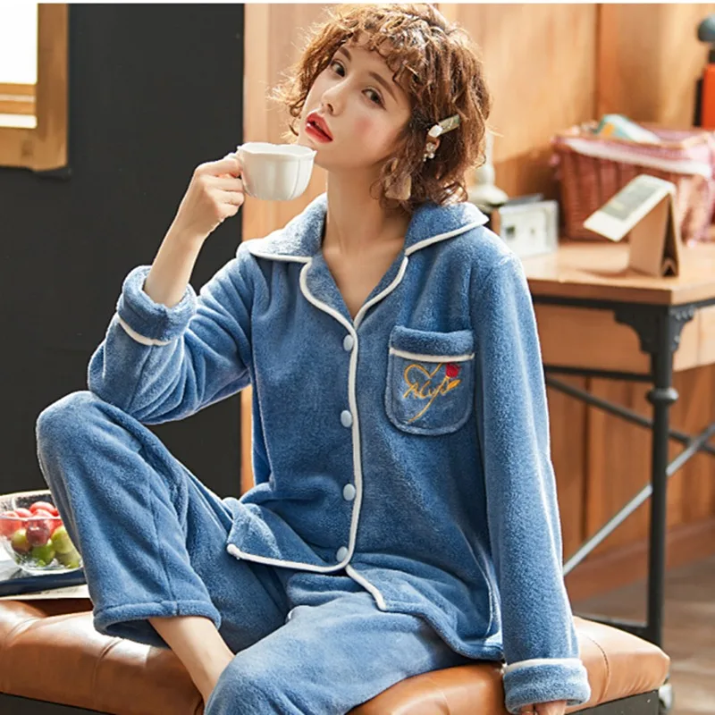 Женская бархатная Пижама кораллового цвета плотный теплый кардиган в Корейском