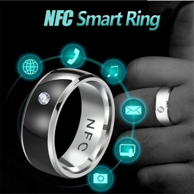 otoky 2021 new men couple ring technology nfc smart digital finger rings for android phones functional stainless steel rings free global shipping