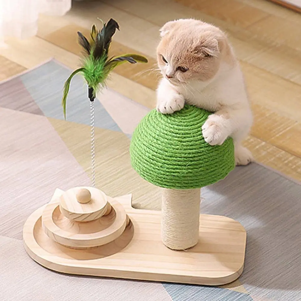 

Kitten Cute Mushrooms Cat Scratch Board Cat Tree Toy with Ball Scratching Post For Cats Climbing Jumping Training Toy Supplies