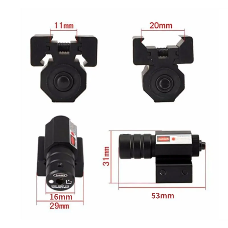 11mm 20mmRed Dot Laser Scope Powerful Mini Airsoft Rifle Mipicatinny Mounting Kit for Gun Pistol Shooting Hunting - купить по