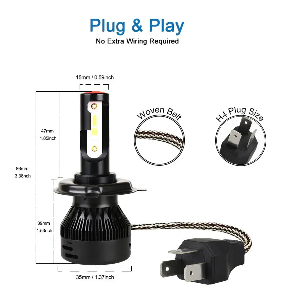 НАО H4 светодиодный фонарь для мотоцикла скутера мотороллера турбо-вентилятор HS1