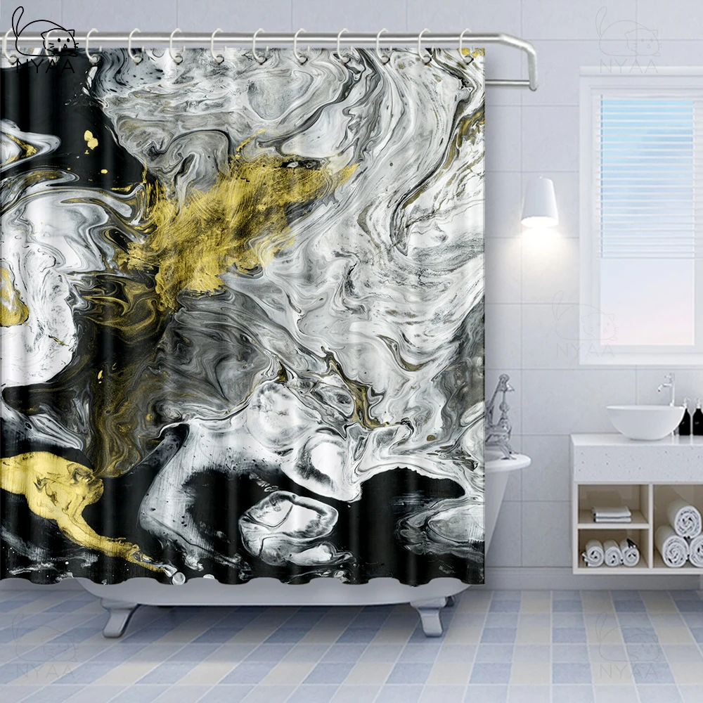 Шторы для душа Vixm в мраморном стиле пастельные тона облачные трещины витражные