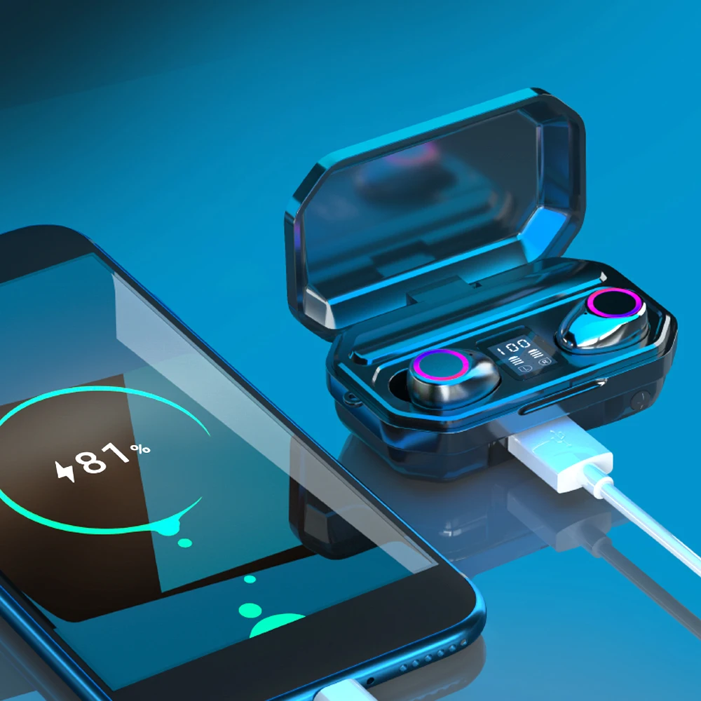 TWS Bluetooth 5 0 наушники беспроводные наушники-вкладыши 2000 мАч с зарядным боксом 9D Stereo