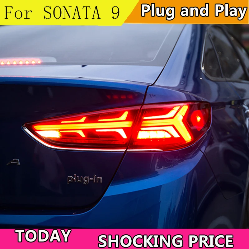 Carcasa ламп traseras de estilo coche para Hyundai Sonata 9 2018 2019 luces светодиодный Taillght lámpara trasera|Фара для