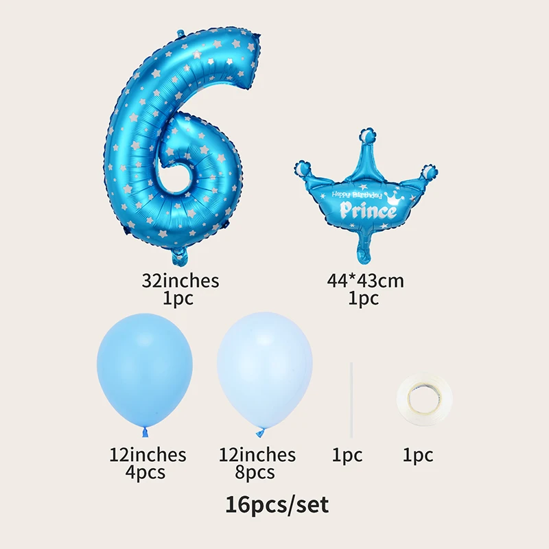 16 шт./лот синий шар Globos номер 1st на день рождения вечерние украшения Дети Baby Shower