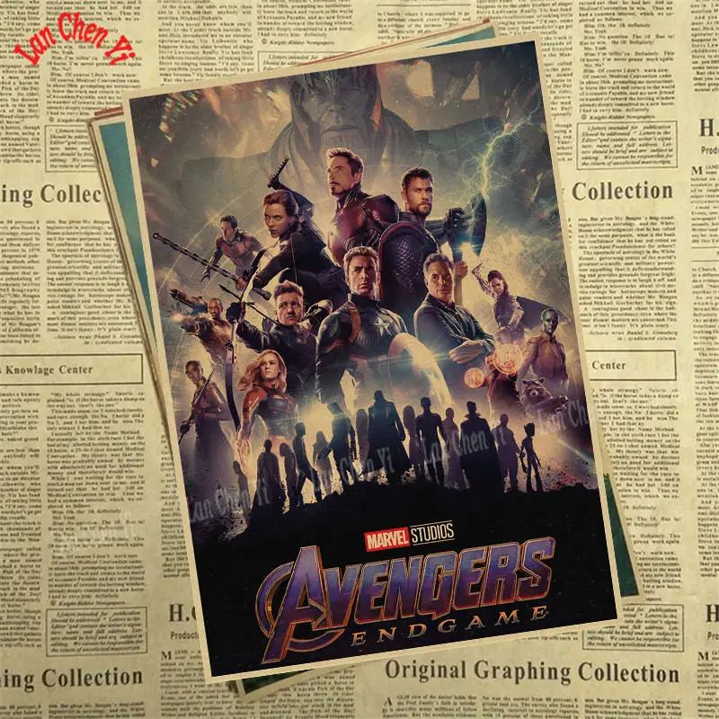 Кофе Marvel Фильм Мстители: эндшпиль крафт-бумага плакат художественный напечатанный номер живопись наклейки на стену - Цвет: Кофе