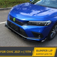 car front bumper splitter lip chin spoiler body kit diffuser protector guard for new civic 2021 sedan 4d 11th gen carbon black