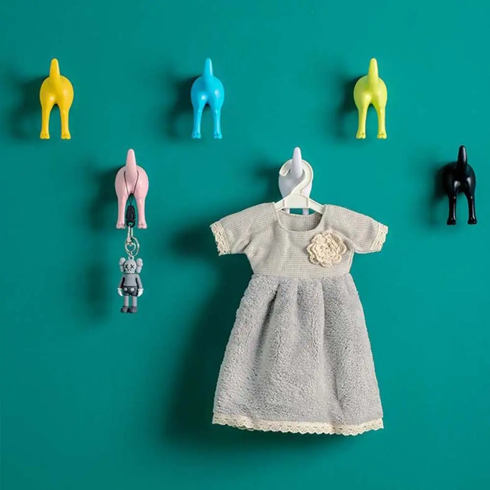 1Pcs Nordic Plastic Dog Tail Hooks Wall Mounted Coat Hat Key Hanger Decoration Novelty Self Adhesive Storage Rack - купить по