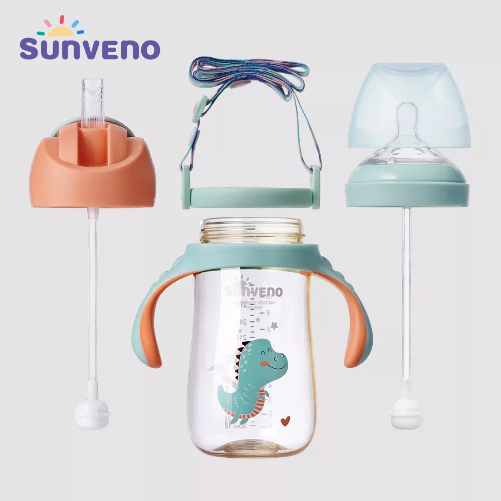 Sunveno 2в1 Детская Бутылочка и чашка для Сиппи гравитационный шарик молочная бутылка v образная солома Unti choking