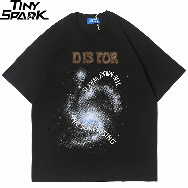 Футболка мужская хип хоп оверсайз уличная футболка молочного пути летняя с