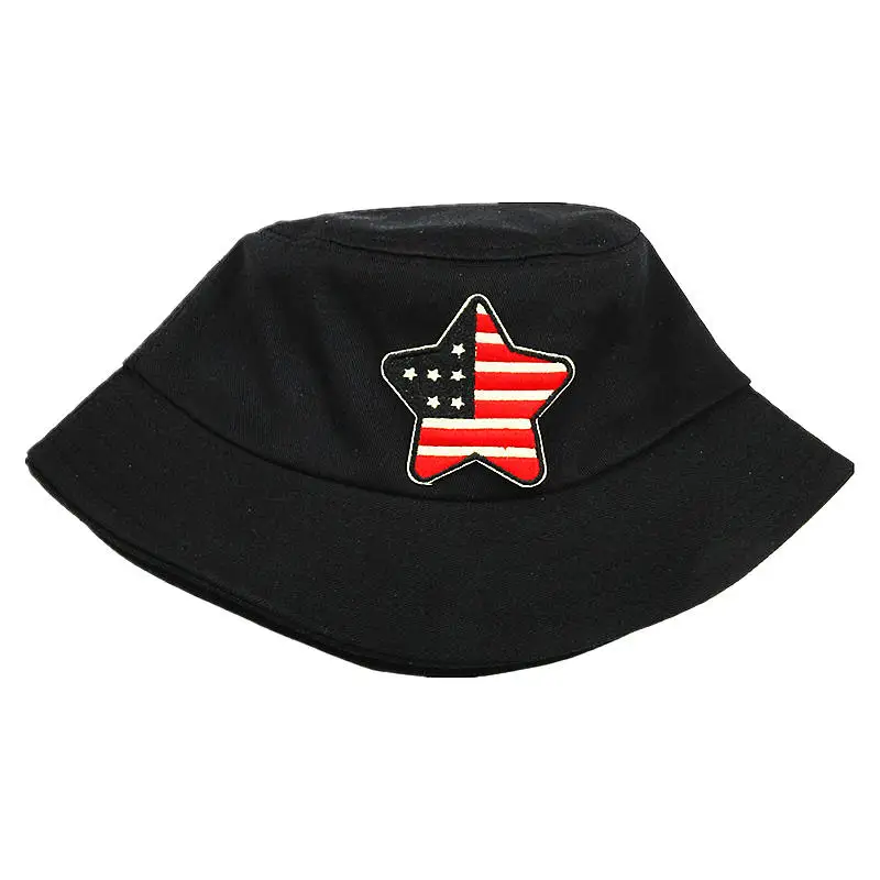 

2021 American Flag Stars Embroidery Cotton Bucket Hat Fisherman Hat Outdoor Travel Hat Sun Cap Hats for Men and Women 51