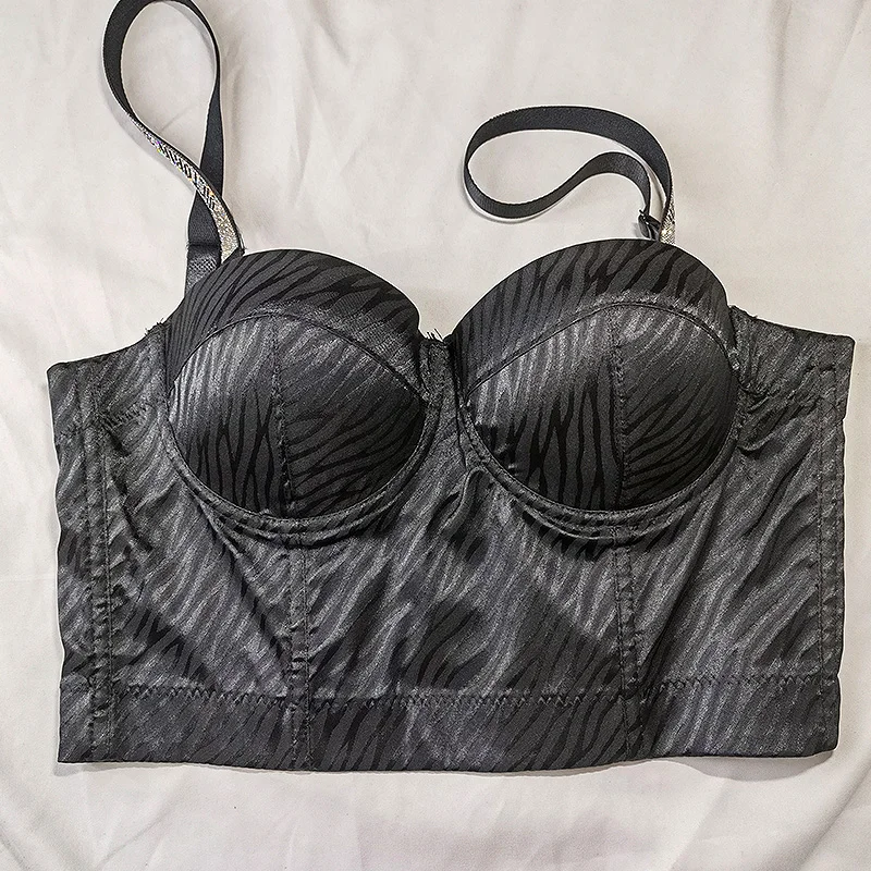 Women Rhinestone Sexy Y2k Crop Tops Goth Sexy Aesthetic Lingerie Crocodile pattern Camisole Push Up Corset Tank Tops Underwear