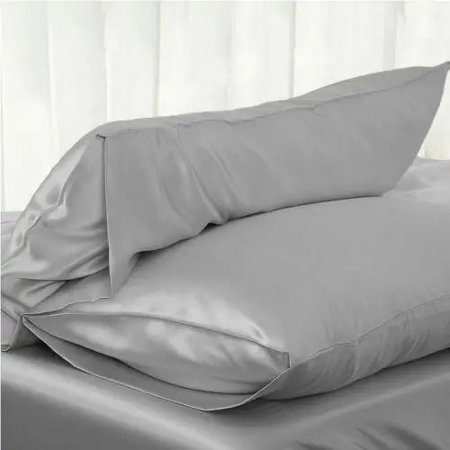 Queen Стандартный атласные шелковые мягкая однотонная наволочка квадратное