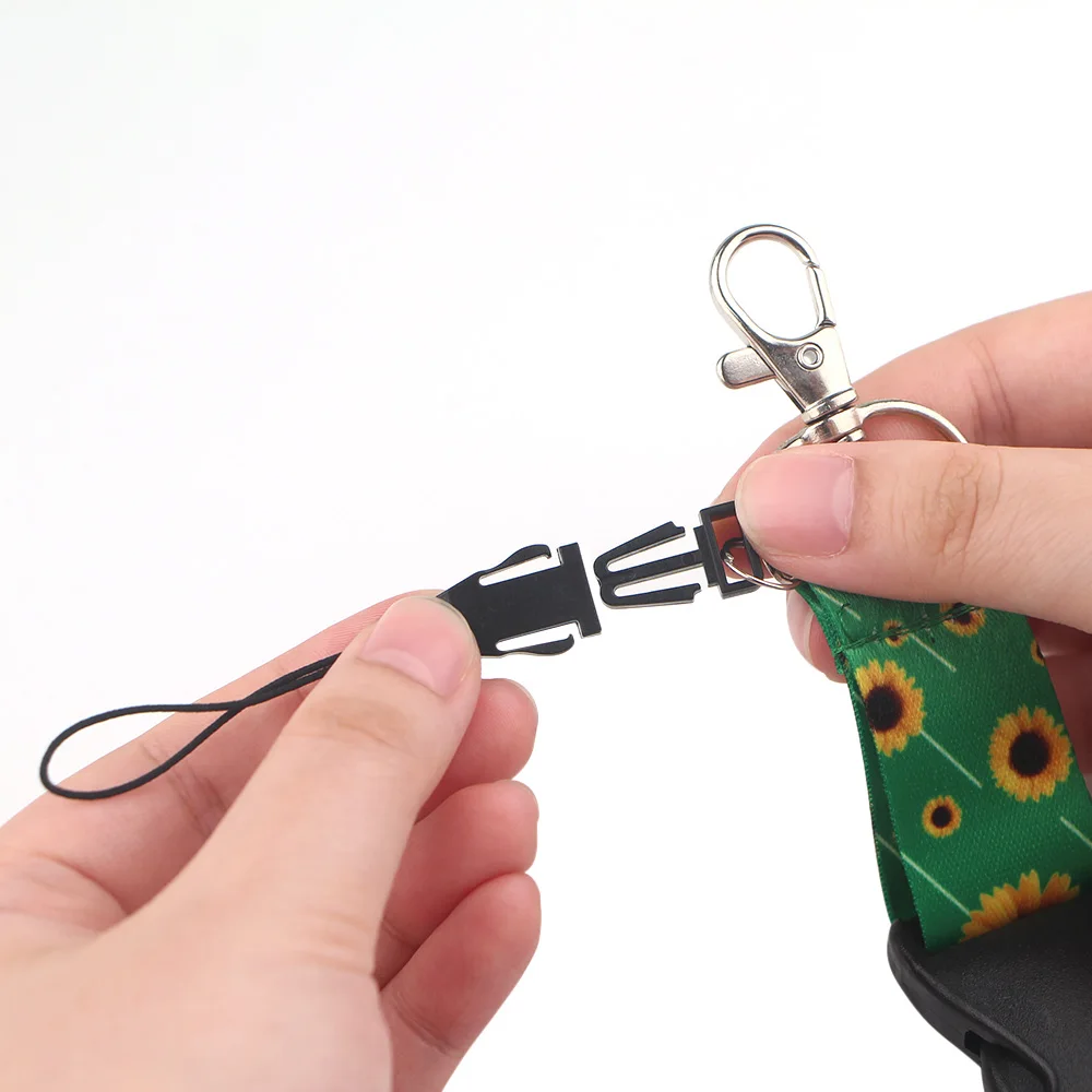 

ZF1282 1pcs Sunflower Summer Hot Style Cartoon Key Chain Lanyard Gifts For Friends Phone USB Badge Holder Necklace