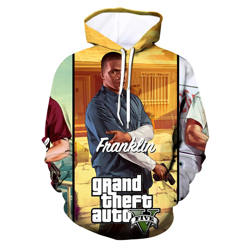 2019 GTA 5 игровая Мужская/Женская мода с длинным рукавом капюшоном мужская уличная 3d