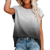 summer tops women short sleeve t shirt fashion gradient loose tee for women o neck plus size casual clothes ladies t shirts