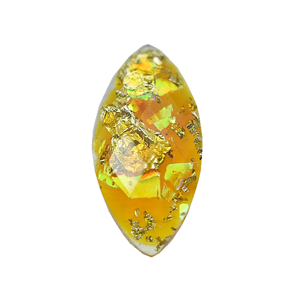 100 шт./лот 8x4 мм выпуклая плоская задняя Желтая Смола Золотая пудра внутри