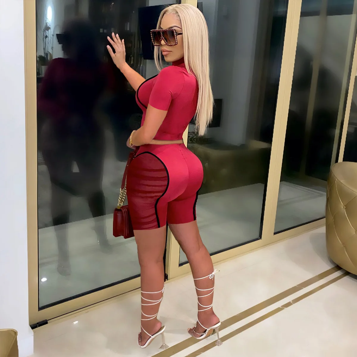 

2 Piece Loungewear Women Clothing Sets Summer Casual O-Neck Short Two Piece Outfits Crop Top Biker Shorts Tracksuit Streetwear