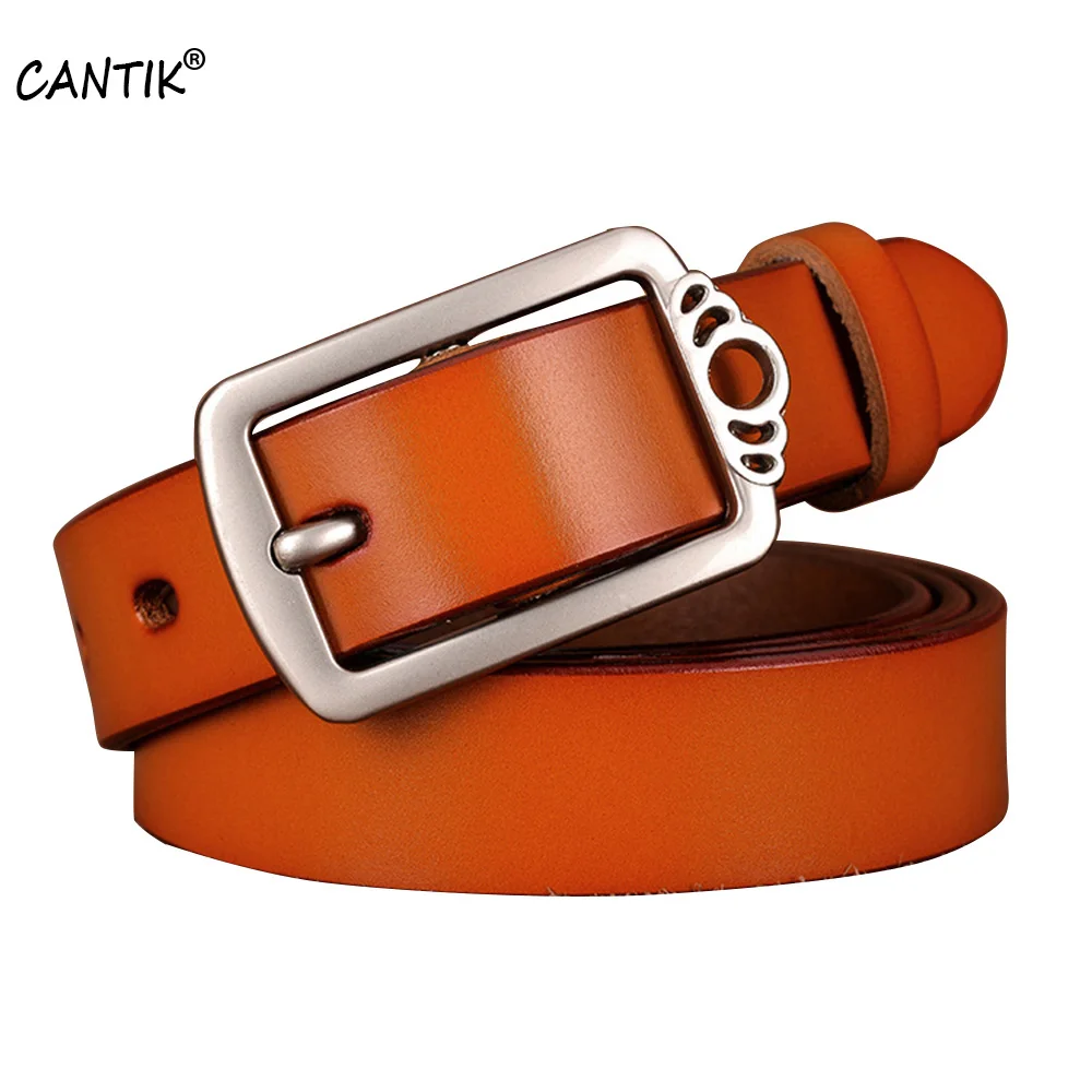 CANTIK High Quality Design Cow Genuine Leather Belts Casual Styles Pin Buckle Clothing Accessories Women 2.8cm Width FCA097