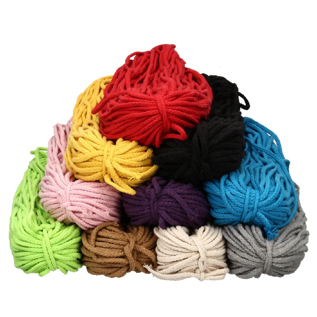 Хлопковая витая веревка для макраме 5 мм 90 м шнур рукоделия плетеная украшение