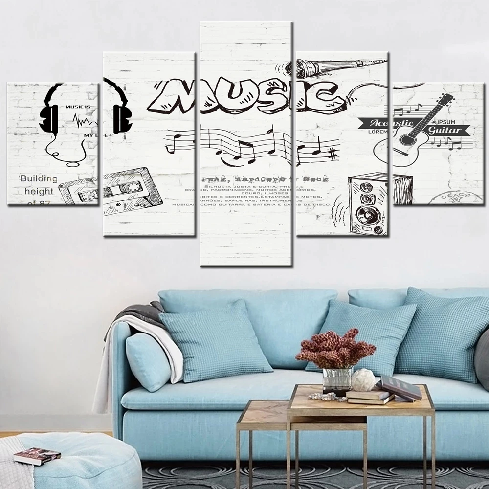5 шт. музыкальная картина для интерьера гитарный микрофон динамик искусство на