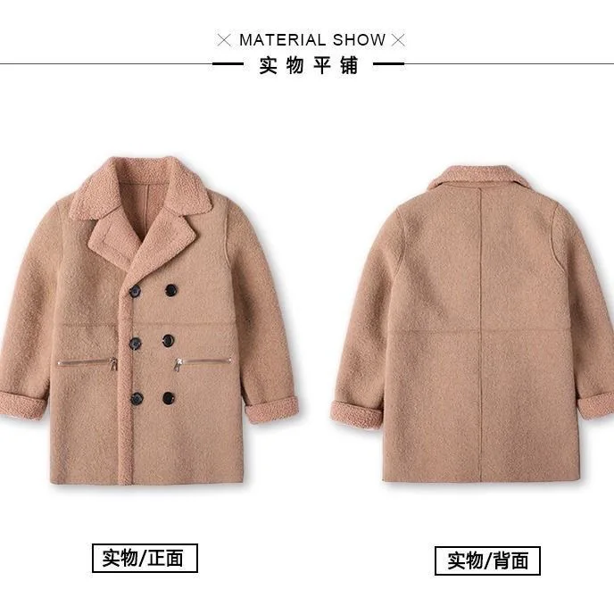 

2020 Spring Autumn Children Boys High Quality New Wool Windproof Coats Kids Clothing Fashion Double Breasted Warm Outerwears