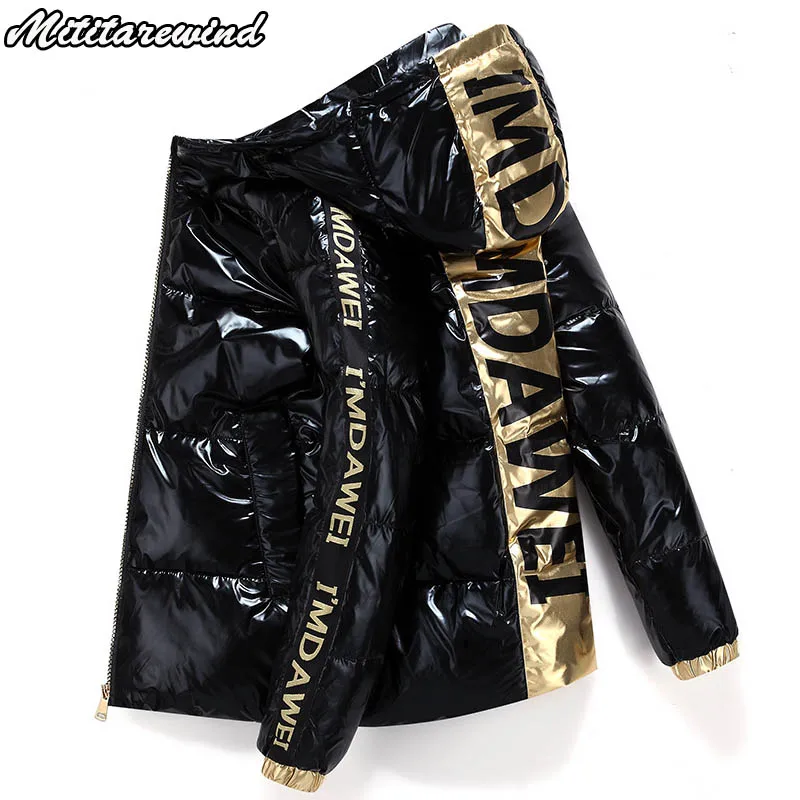 

На температуру-30 градусов зимняя куртка Для мужчин толстые теплые Водонепроницаемый пуховик белого цвета на утином пуху блестящие куртки-п...