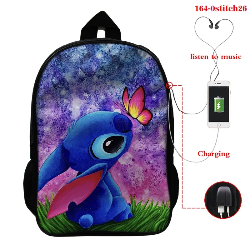 

stitch 3pcs/Set Backpack Teenagers cartoon Pattern Backpack Shoulder Bags 3D Print School Bag Mochilas Student 16.5inch