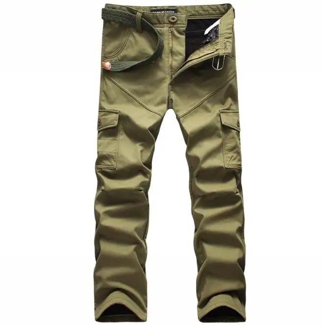 Зимние мужские брюки с начесом мешковатые боковой молнией утепленные флисовые