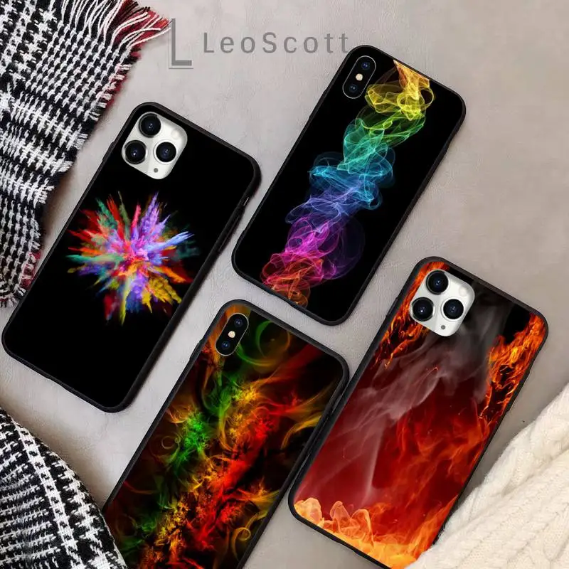 

Aesthetic colorful flame shine Phone Case for iPhone 11 12 pro XS MAX 8 7 6 6S Plus X 5S SE 2020 XR Soft silicone