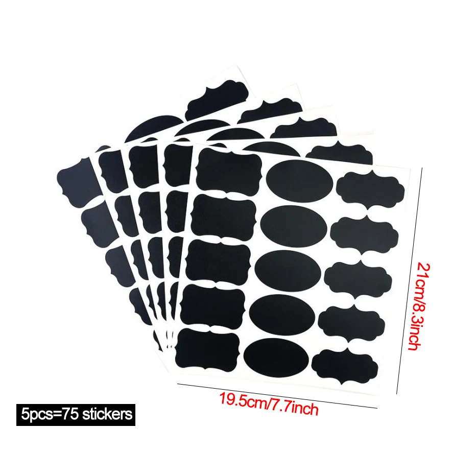 Colorful Chalkboard Labels Stickers with Round Rectangle Heart Shape