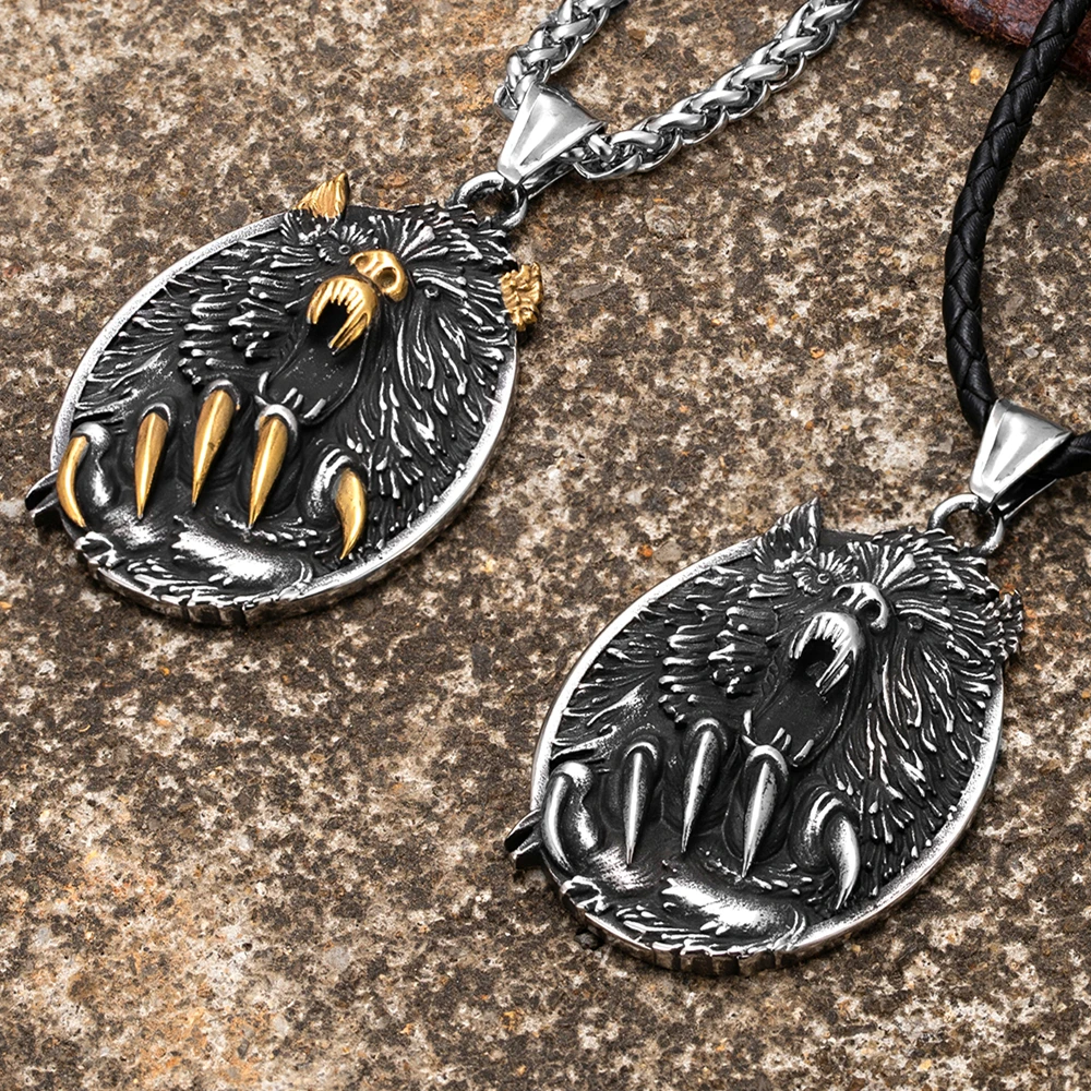 Мужское Ожерелье Волчья Голова из нержавеющей стали