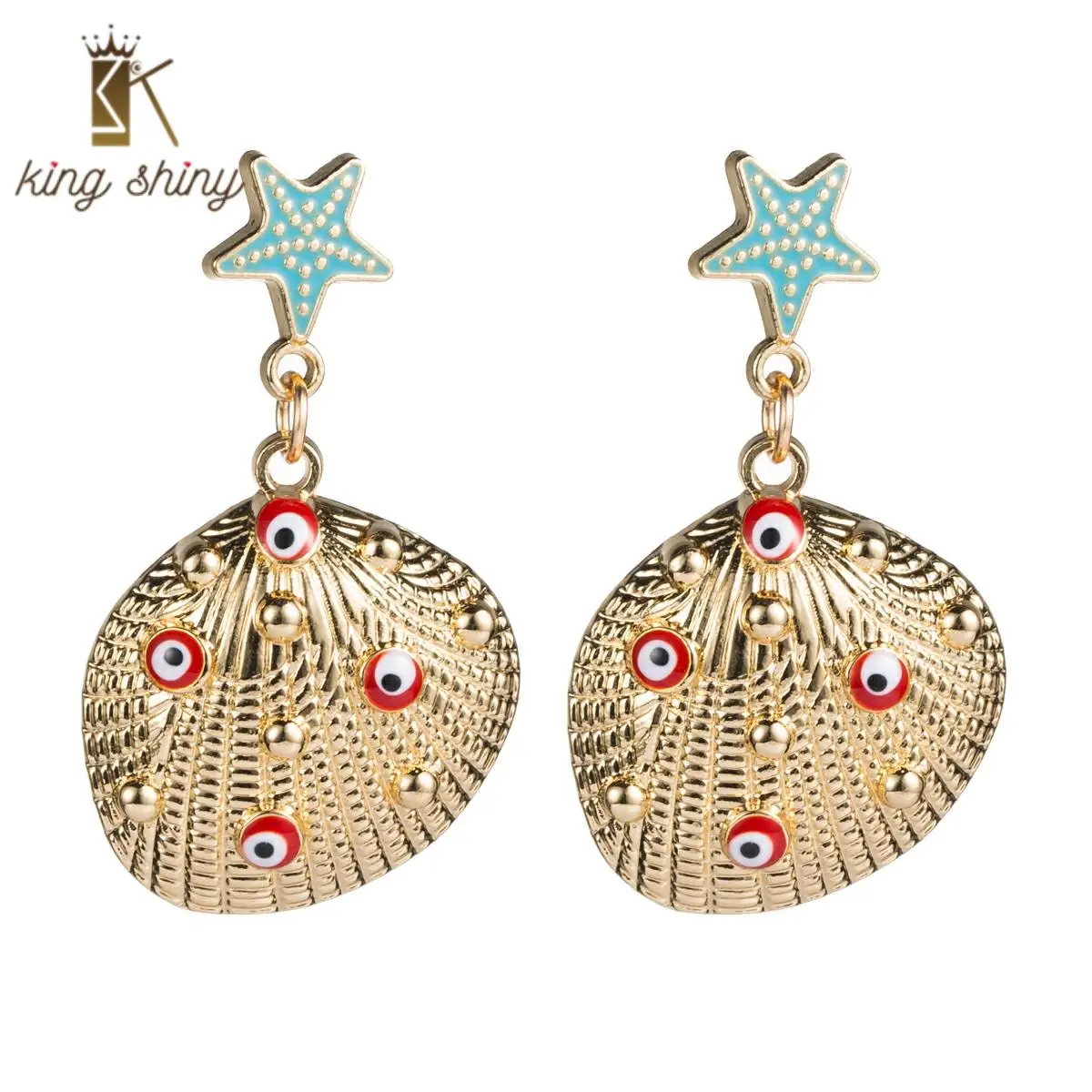 

2020 Krean New Arrivals Maxi Ethnic Eye Statement Dangle Earring Long Dangle Hanging Shell Drop Earring Pendant Earring for Lady