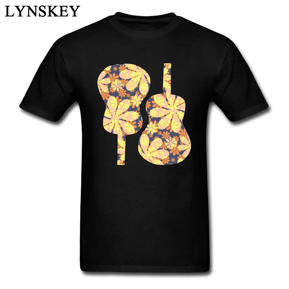 Уникальные 2017 причудливые Цветочные гитары дизайн мужская футболка хлопок