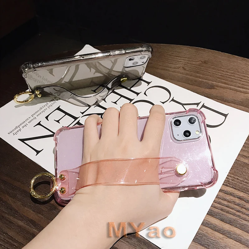 Противоударный прозрачный чехол с ремешком на запястье для телефона Google Pixel 2 3A 3 4A